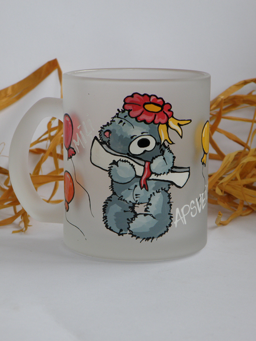 Hand painted cup Teddy the smart
