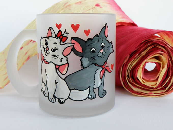 Hand painted cup Two kittens
