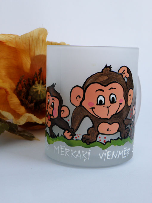 Hand painted cup Monkeys